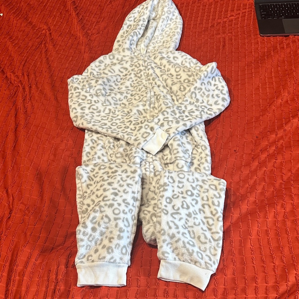 Cat & Jack White and Gray Leopard Jumpsuit